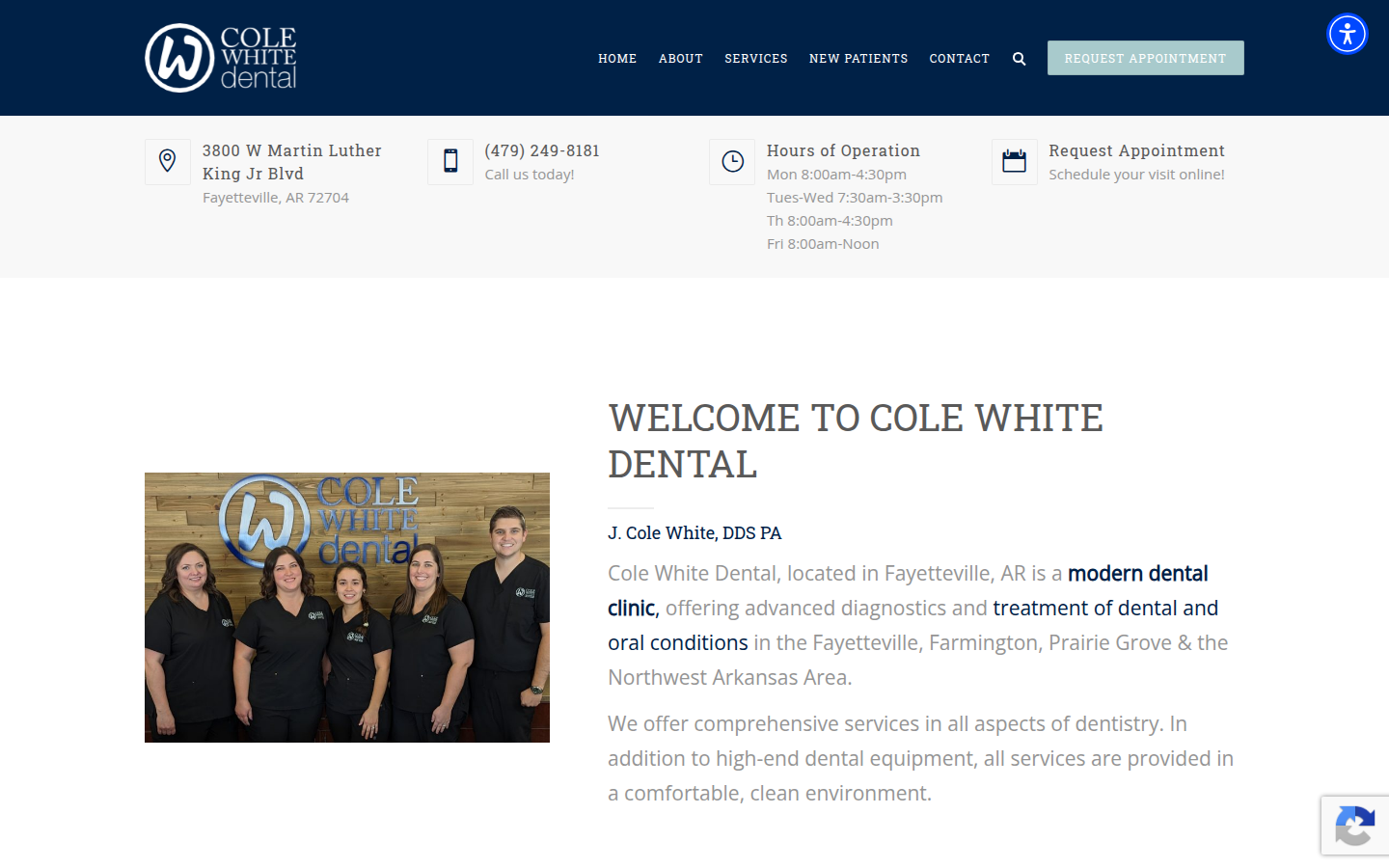 Cole White Dental website screenshot